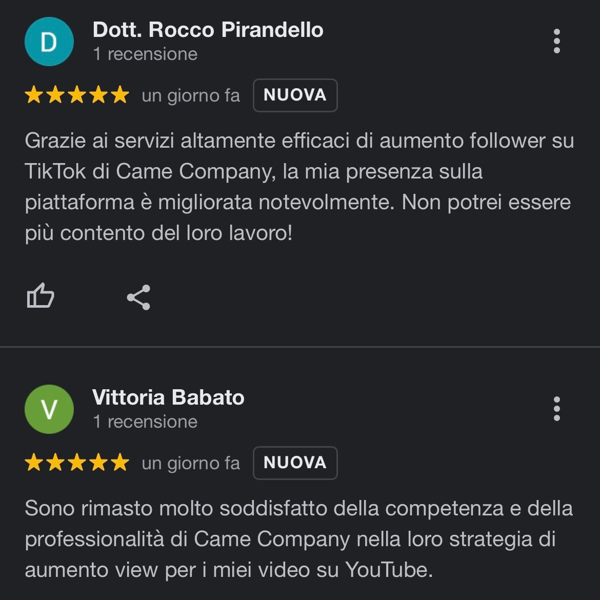 RECENSIONI GOOGLE ITALIANE - camecompany